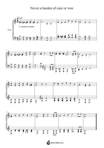 Never a Burden of Care or Woe 樂譜由 Isaac Watts - 編曲 Backdn