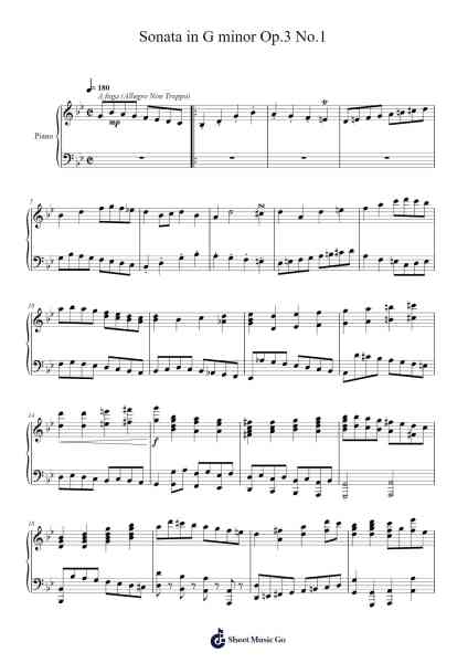 Sonata in G minor Op.3 No.1 Sheet Music by Marco Wong-Arr.Maltzster Colcott