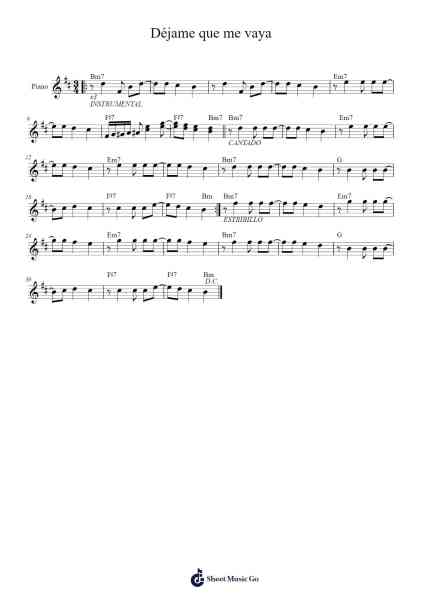 Déjame que me vaya 樂譜由 Cuti Carabajal - 編曲 Jonesrhys