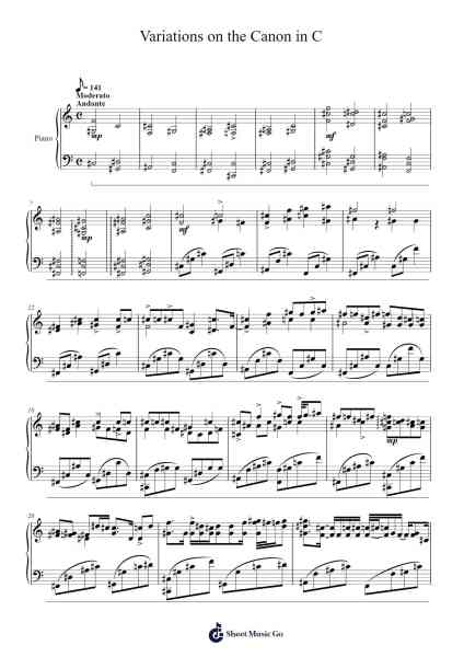 Variations on the Canon in C Sheet Music by George Winston-Arr.Gilphia