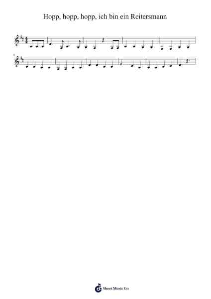 Hopp, hopp, hopp, ich bin ein Reitersmann 악보 Notesta - 편곡 Canme