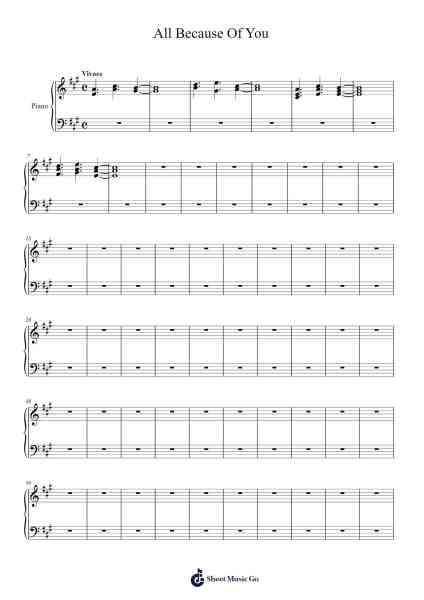 All Because Of You 乐谱由 Stella Stone - 编曲 Charnal Tayward