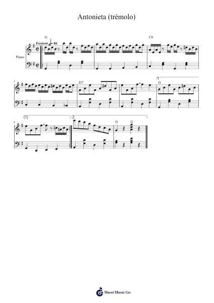 Antonieta (trémolo) 乐谱由 Domingo Bethancourt - 编曲 Gunnd