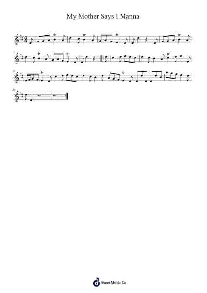 My Mother Says I Manna Sheet Music by Bobsleightymb-Arr.Theopys