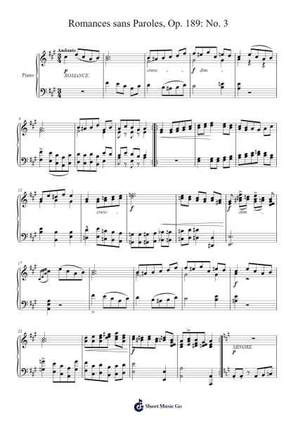3 Romances sans Paroles, Op. 189: No. 3 樂譜由 Friedrich Kalkbrenner - 編曲 Guntrine