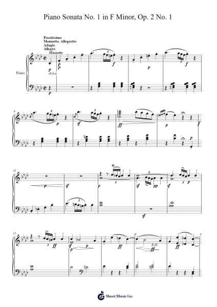 Piano Sonata No. 1 in F Minor, Op. 2 No. 1 樂譜由 Ludwig van Beethoven - 編曲 Walmeo