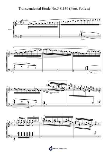 Transcendental Etude No. 5 in B-flat Major, S. 139 "Feux Follets" 樂譜由 Franz Liszt - 編曲 Evejob